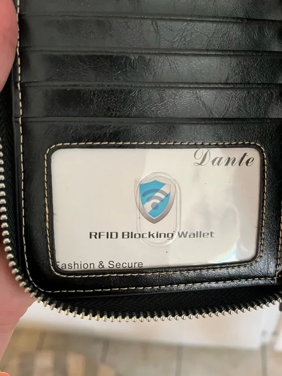 Black Leather Zip Wristlet Wallet - Picture 6 of 10